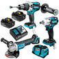 MAKITA 18V Brushless 3 Pce Combo Kit - Hammer Drill/Driver, Impact Wrench & Angle Grinder